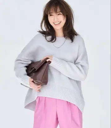 23구 울 캐시미어 블렌드 벌키 에디터스 니트 아이스 블루