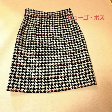 BOSS 휴고 보스 니트 타이트 스커트 트위드 화이트 블랙