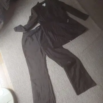 쇼와 레트로 브라운 팬츠 셋업