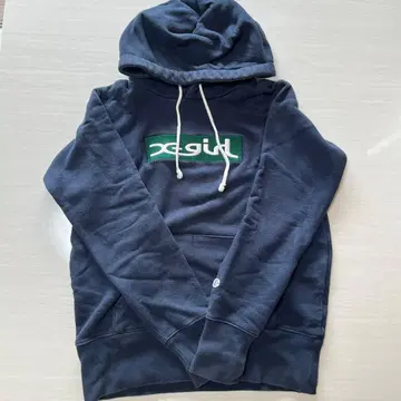 x-girl 네이비 후드 부착 후드티