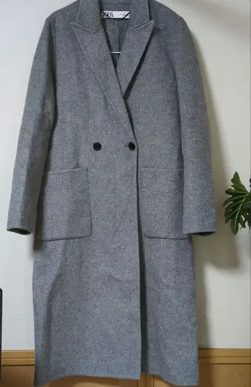 ZARA 그레이 더블 브레스트 롱 코트