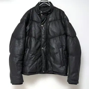 Licorice 가죽 다운 남성용 L 악어 엠보 충전솜 블랙