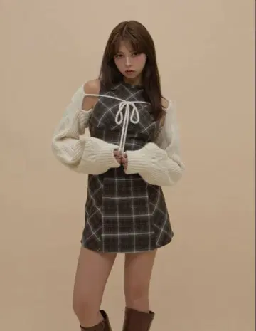 andmary Mimi 체크 세트 미니 드레스