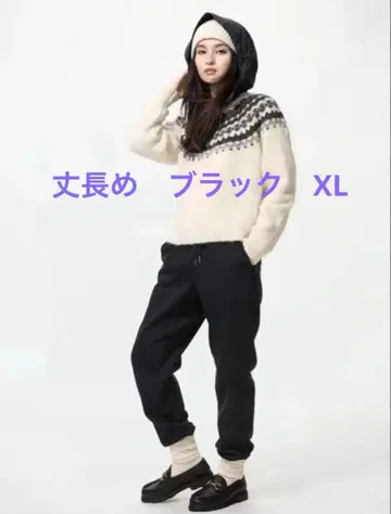 [ 새상품 ] 히트텍 보아 스웨트 팬츠 긴 길이 블랙 XL 웜 팬츠