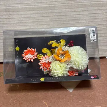 일본풍 머리 장식 꽃 모티브 오렌지