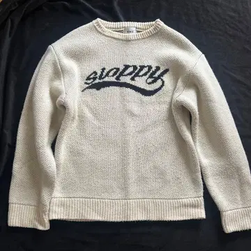 여성용 W.W.G 크림색 니트 스웨터 긴팔 F 영문 로고