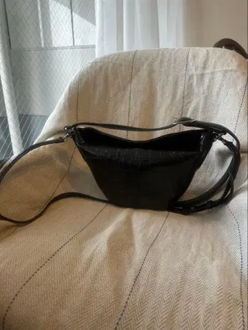 ZARA 오벌 숄더백 블랙 크로커다일