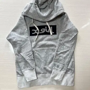 x-girl 후드 부착 그레이 후드티