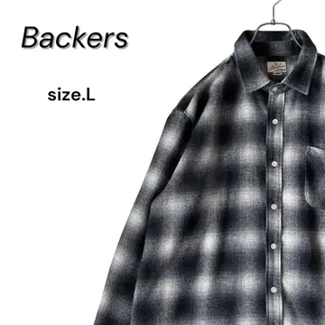[ 새상품급 ] Backers 옴브레 체크 플란넬 셔츠 L 블랙 그레이