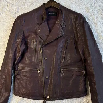 엠포리오 아르마니 램 가죽 라이더 자켓 더블 버건디