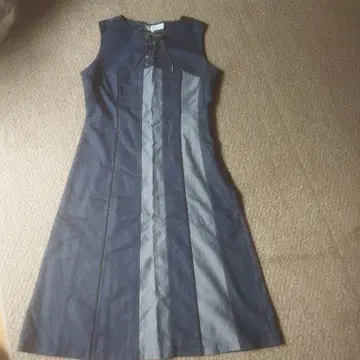 슬리브리스 데님 원피스 다크 블루