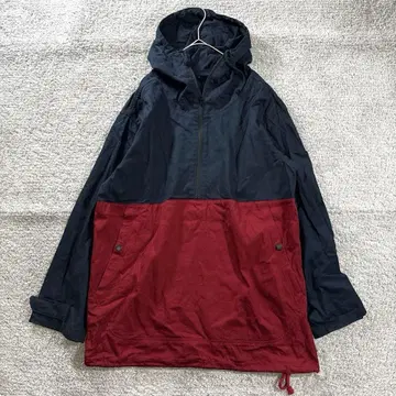 워크맨 하프 지퍼 마운틴 파카 아노락 빨간색 네이비 면 100% L
