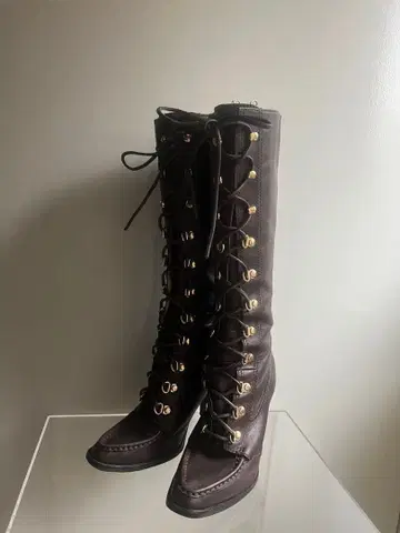 빈티지 레이스업 롱 부츠