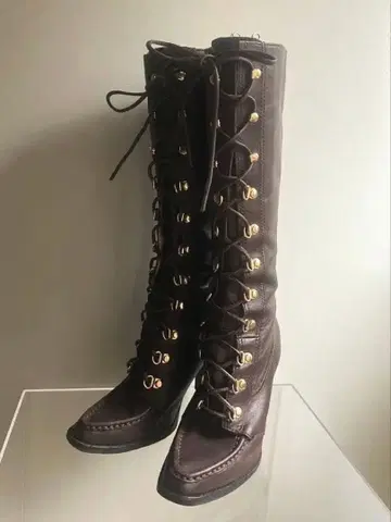 빈티지 레이스업 롱 부츠
