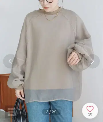 레카 reca 오간자 속기모 래글런 풀오버 (그레이지)