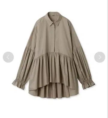 [미사용] Mila Owen 셔츠 카라 개더 튜닉 블라우스