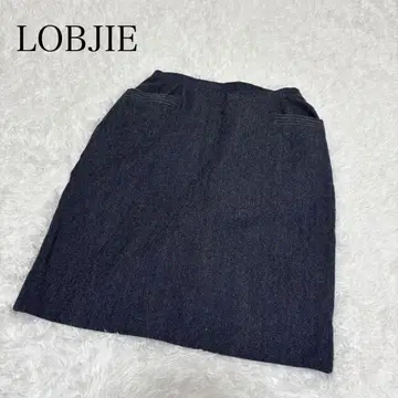 [로브제] 타이트 스커트 포켓 부착 울 데님풍 구제 의류 뷰티풀