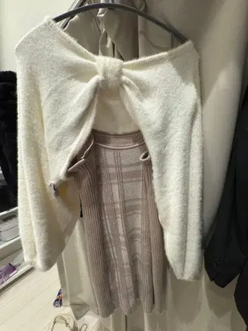 립서비스 체크 자카드 앙상블 니트 원피스