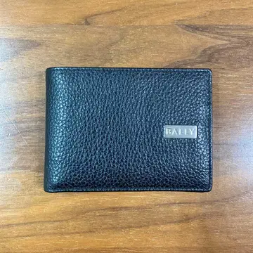 BALLY 이단 접이식 지갑 블랙 가죽