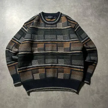 빈티지 올 패턴 기하학 무늬 레트로 디자인 니트 스웨터