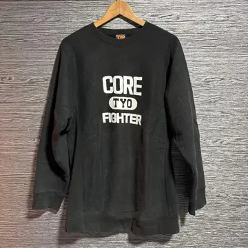 코어 파이터 맨투맨 XL 블랙 리버스 위브