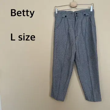[ Betty ] 하운드투스 체크 패턴 슬랙스 팬츠/체크/블랙/화이트/롱