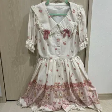 레어 리즈리사 꽃무늬 인형 프린트 미니 원피스 LIZLISA