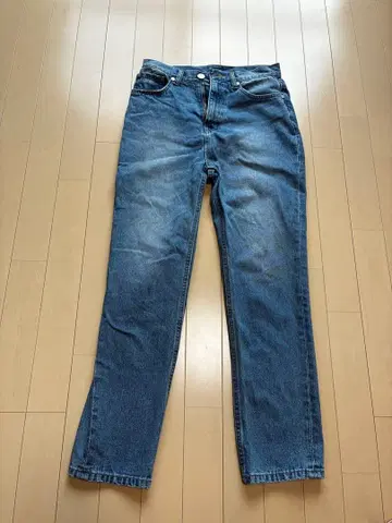 파란 스트레이트 데님 팬츠