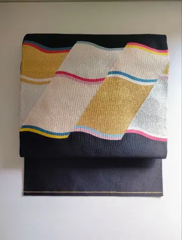 나고야 오비 본쓰즈레 블랙 블랙 베이스 모던