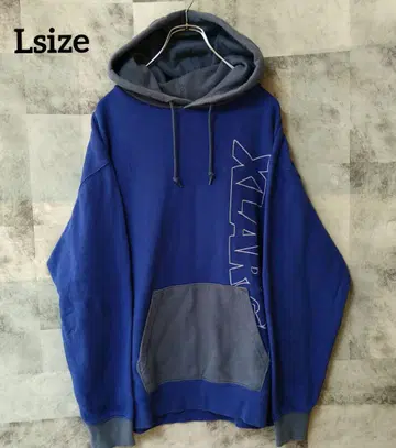 XLARGE L사이즈 풀오버 후드티 자수 로고 블루