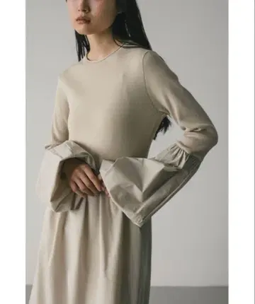 STYLEMIXER 코쿤 슬리브 콤비네이션 니트 원피스