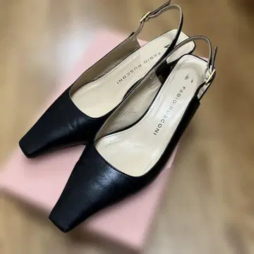 블랙 스틸레토 슬링백 펌프스 파비오 루스코니