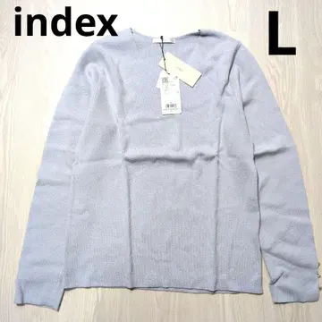 인덱스 긴팔 니트 V넥 색스 블루 라메 L