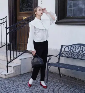 natiam 케이프 블라우스 (화이트)