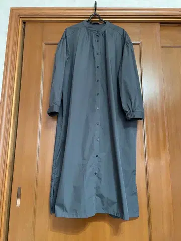 그레이 버튼 긴팔 롱 원피스 셔츠 원피스