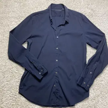 띠어리 S 긴팔 셔츠 다크 네이비 스트레치 드레스 셔츠 theory