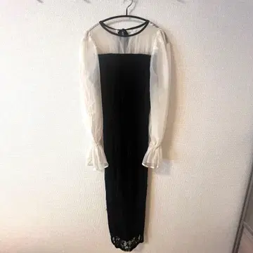 Chico 치코 배색 시스루 타이트 롱 드레스 여성용 S 사이즈