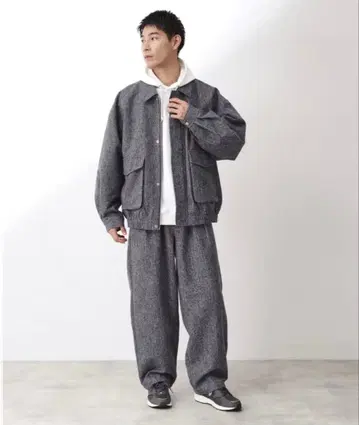 새상품 트위드 플라이트 빅 블루종 & 와이드 팬츠 셋업 L 사이즈