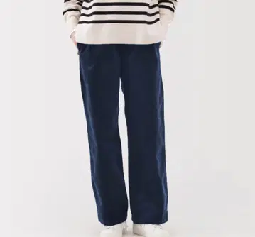네이비 무인양품 스트레치 코듀로이 스트레이트 이지 팬츠