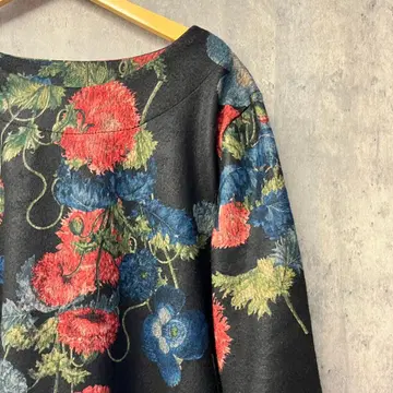 이치옥 꽃무늬 미기모 긴팔 롱 원피스