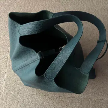 터콰이즈 블루 버킷형 가죽 여성용 토트백