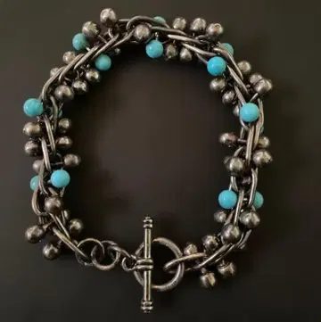 빈티지 실버 DNA 링크 팔찌 터콰이즈