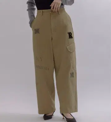 레터링 사이드 포켓 치노 팬츠