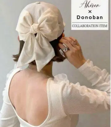 [택 없음 새상품] DONOBAN x 아키론 발수 백리본 캡 아이보리