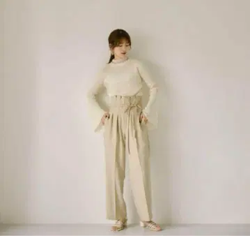 eaphi belt ribbon high waist pants