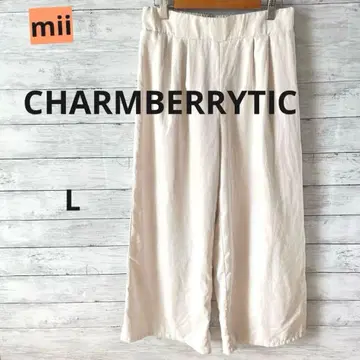 [참 리 칙] 와이드 팬츠 경량 소재 L 아이보리 멋스럽고 귀여운