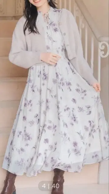 WILLSELECTION 플라워 프린트 허리 셔링 원피스