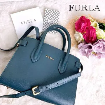 새상품급 FURLA 훌라 2way 숄더백 가죽 어스 컬러 블루