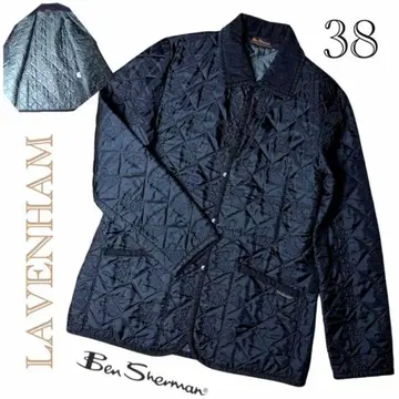 새상품급 라벤햄 퀼팅 자켓 덴함 자수 올 패턴 블랙 38