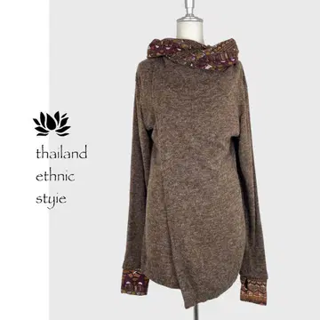 [ 1점만 세일 ] 기모 후드 부착 상의 신축성 있음 브라운 MD946